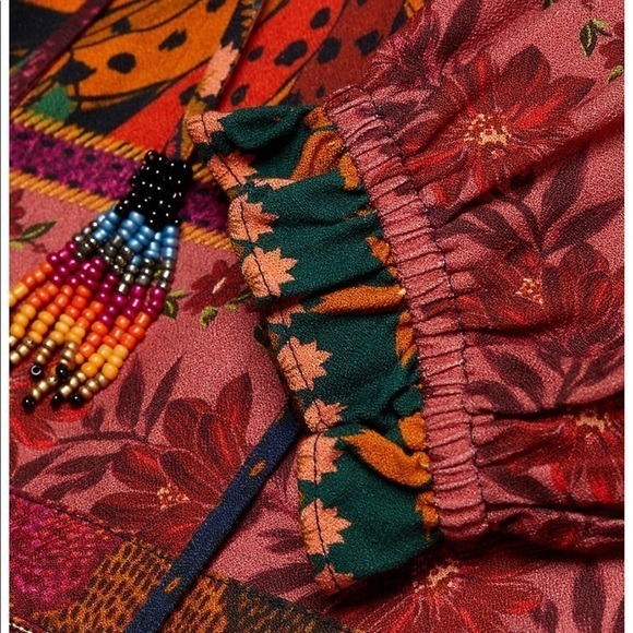 Farm Rio Mixed Patchwork Midi Dress - Size Medium - Picture 8 of 8